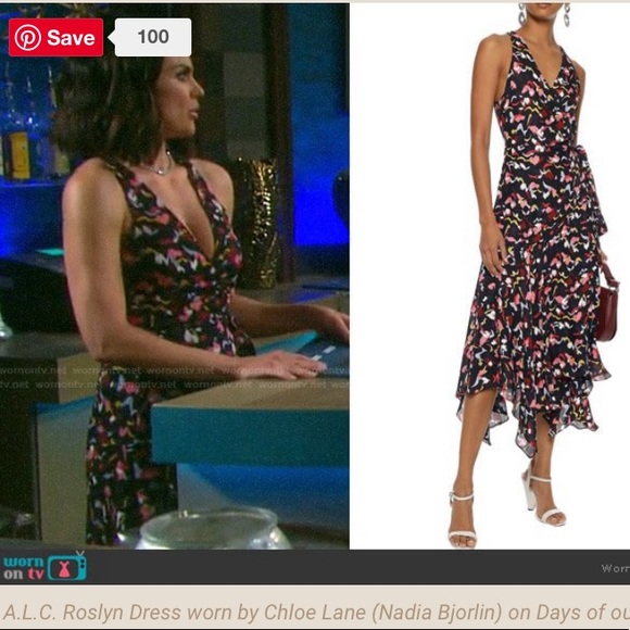 HP π ALC Roslyn Wrap dress silk heart print 4 - Picture 5 of 8